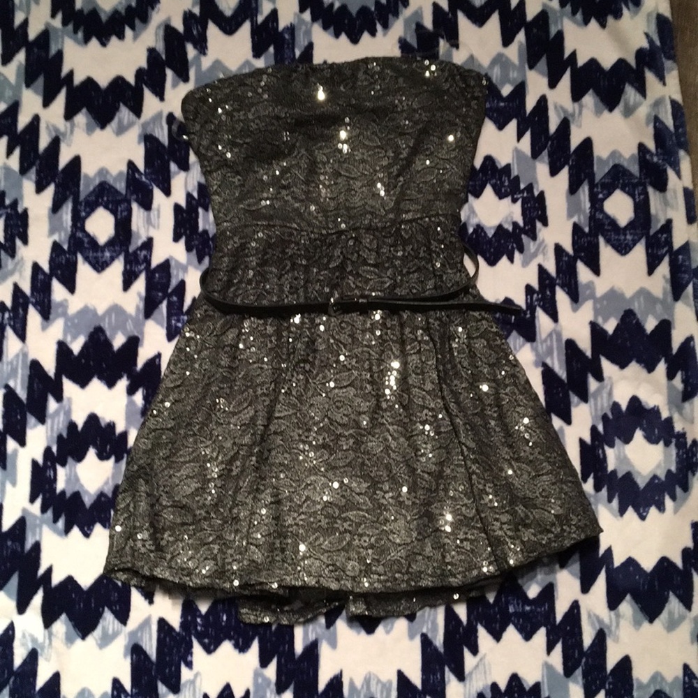 Shimmery Silver Strapless Dress